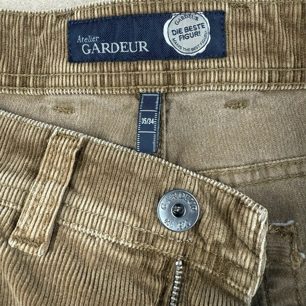 Atelier‎ Gardeur Corduroy Pants Men's 35/34 Brown Nevio-1 Regular Fit Mid Rise - Picture 3 of 14